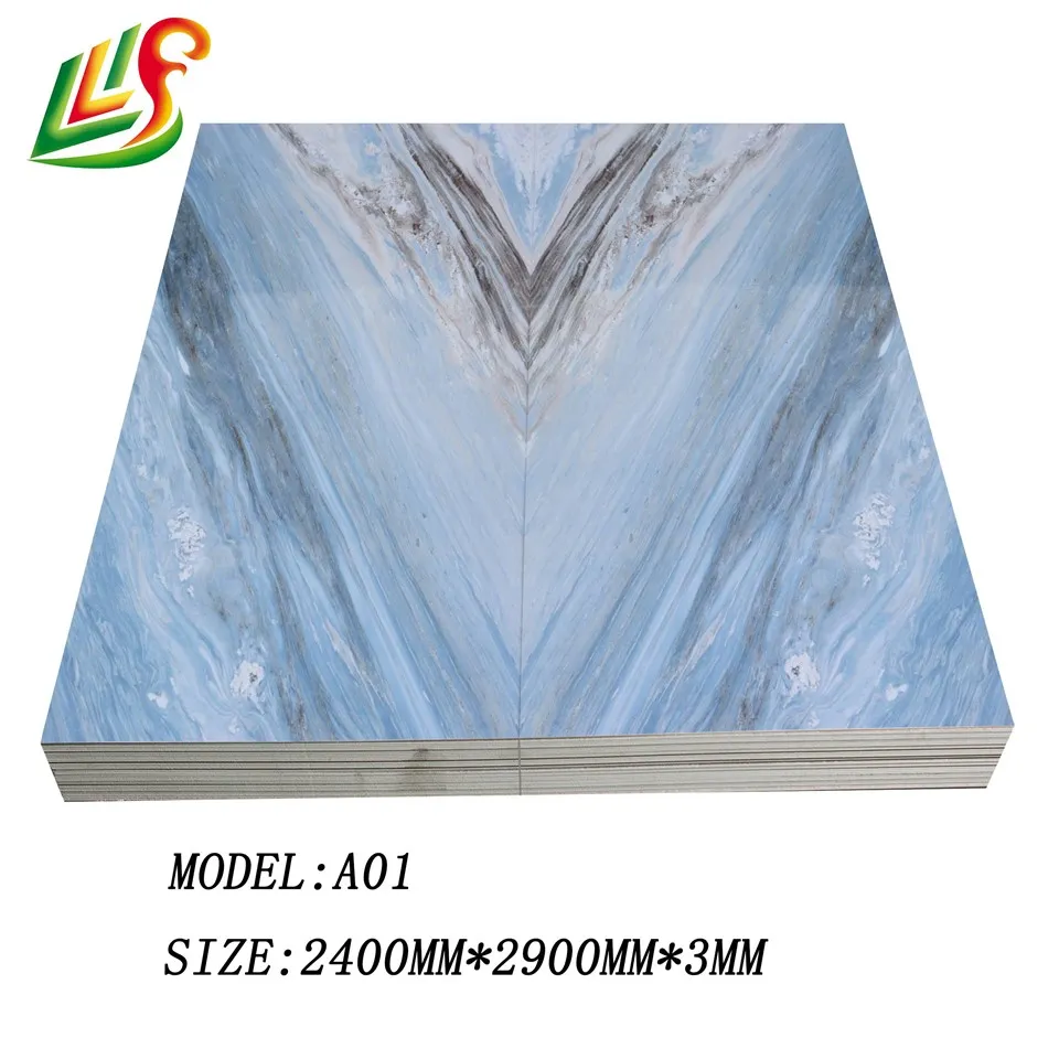 Priontáil 3D Saincheaptha Bileoga Marmair PVC Le Cumhdach UV